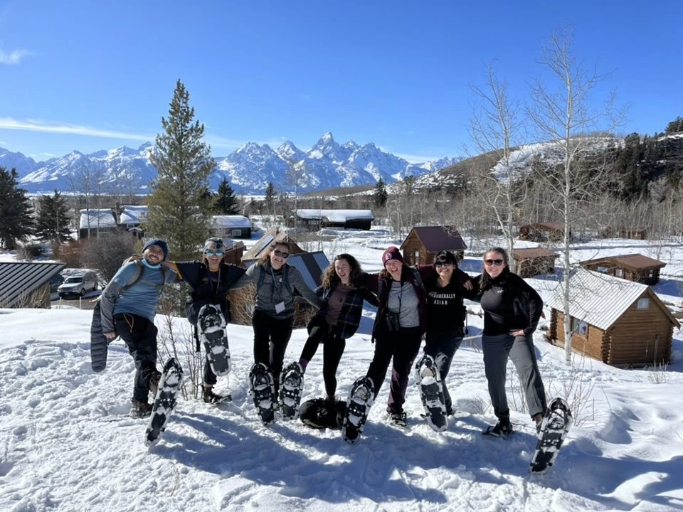 Becca snowshoeing with interns at the Grand Tetons during NPS Academy
