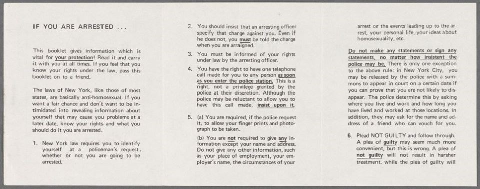 Card outlining steps to take if stopped by police