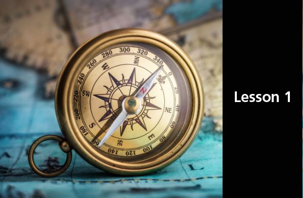 picture of magnetic compass on world map