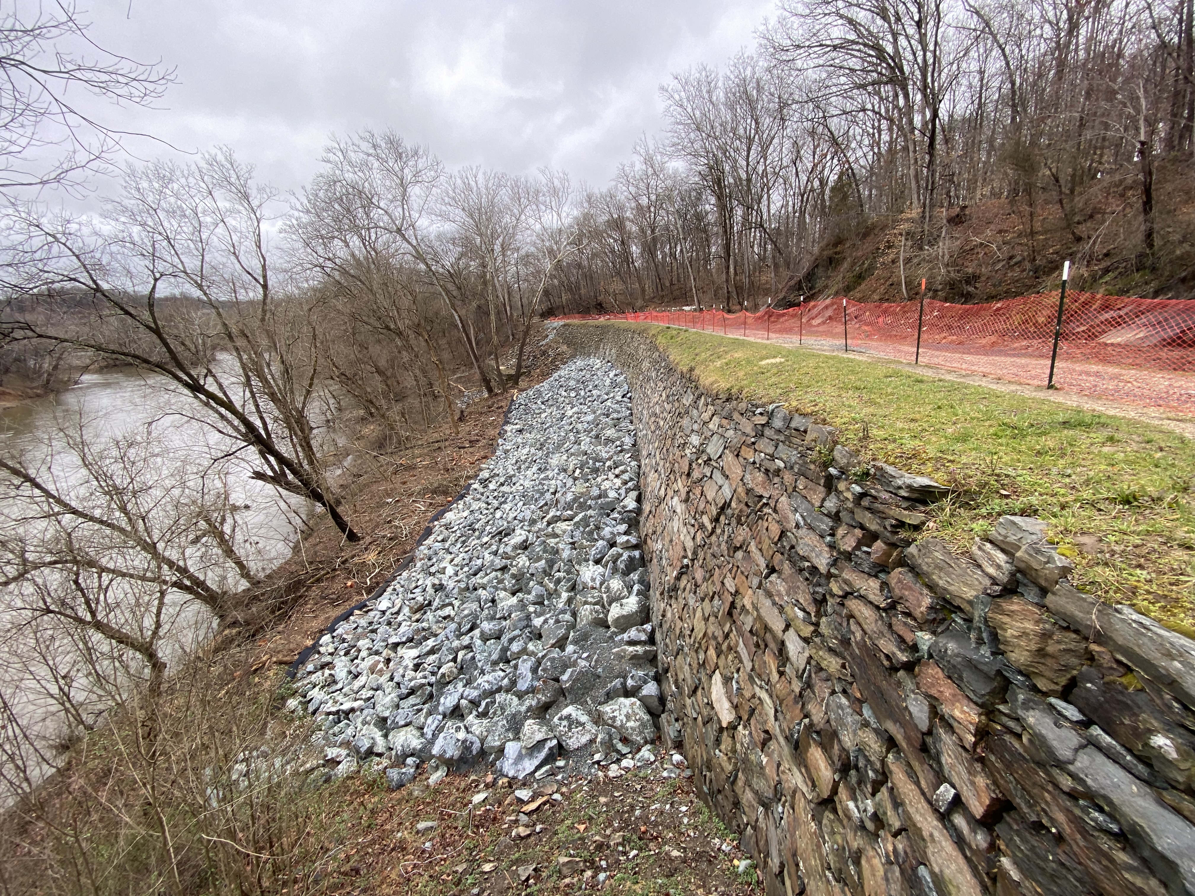A 2020 upstream view of Log Wall before project work began