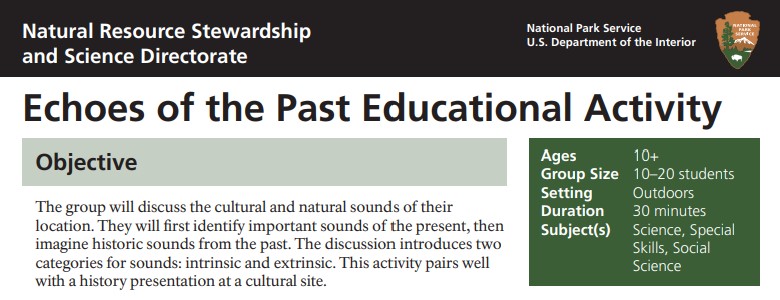 Clip of top of Echoes of the Past Educational Activity file Clip of top of Echoes of the Past Educational Activity file