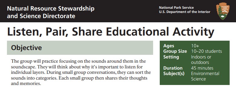 Clip of header of Listen, Pair, Share educational activity Clip of header of Listen, Pair, Share educational activity