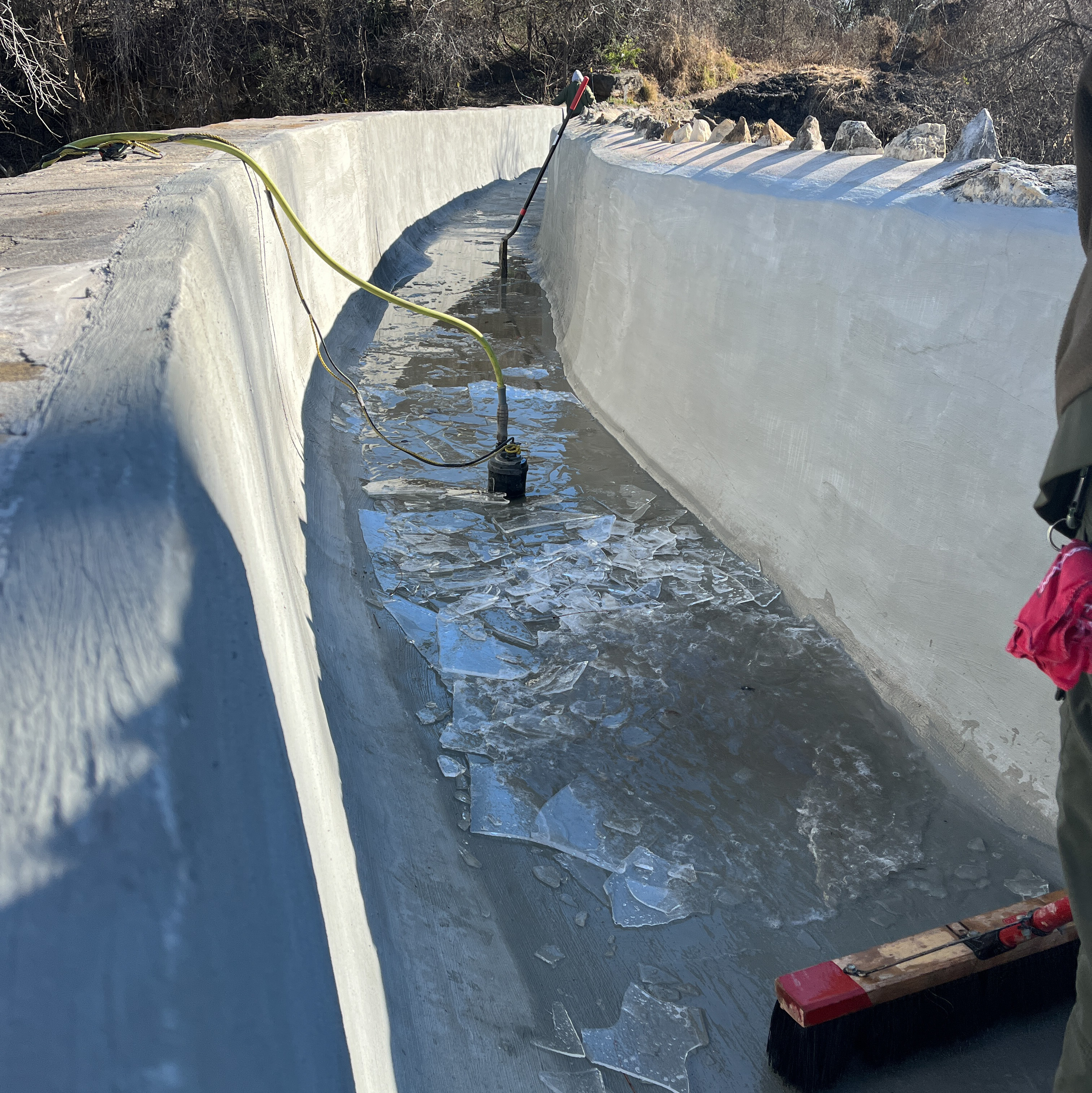 Sheet Ice on the Espada Aqueduct.