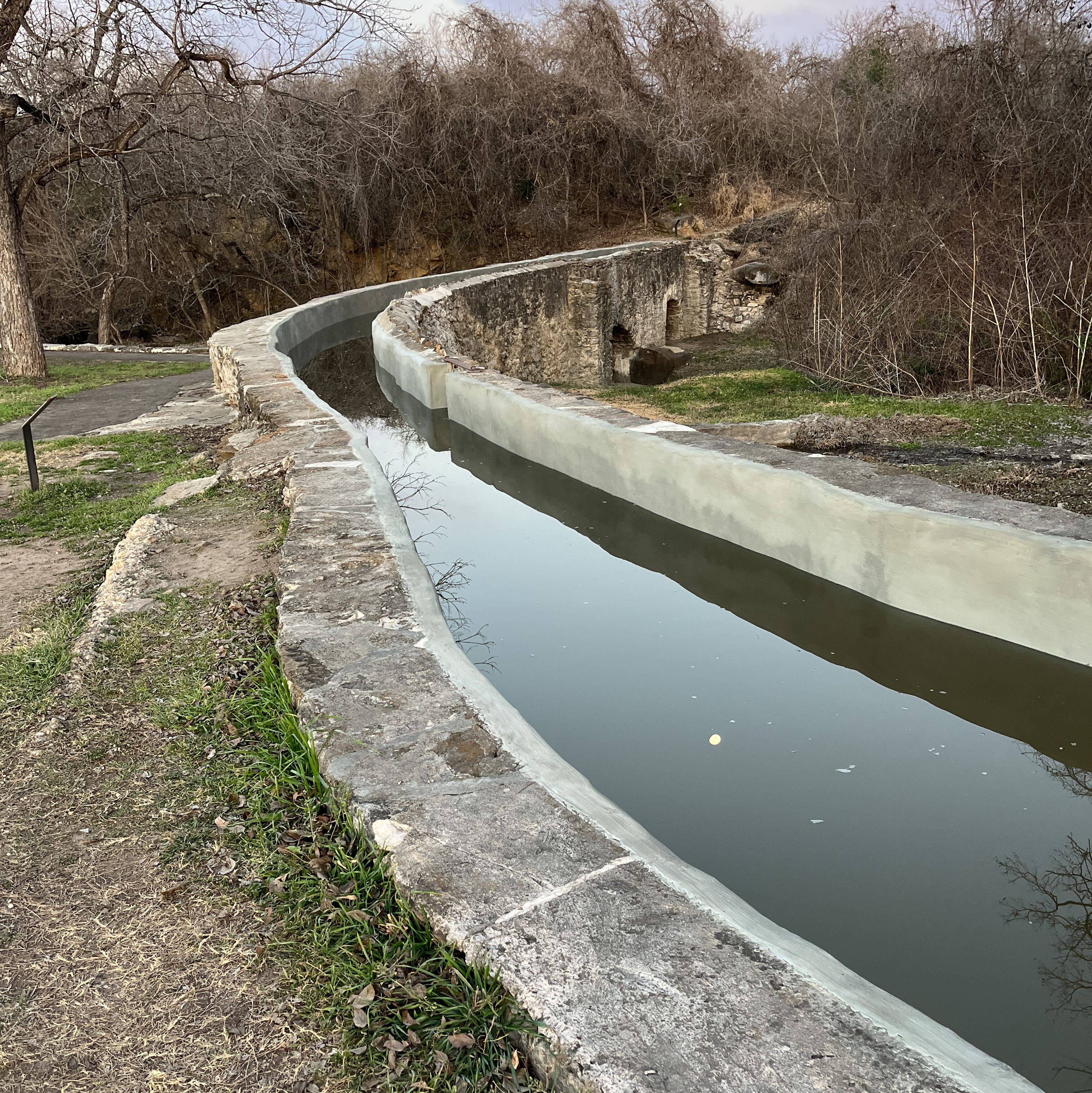 Sheet Ice on the Espada Aqueduct.