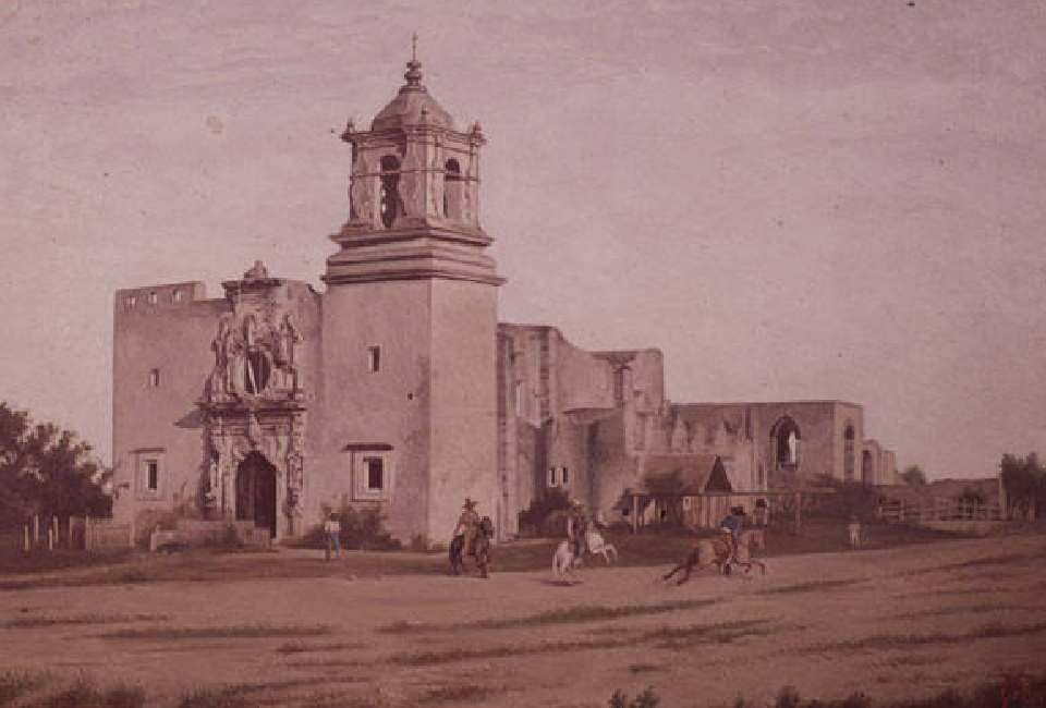 black and white photo of a church