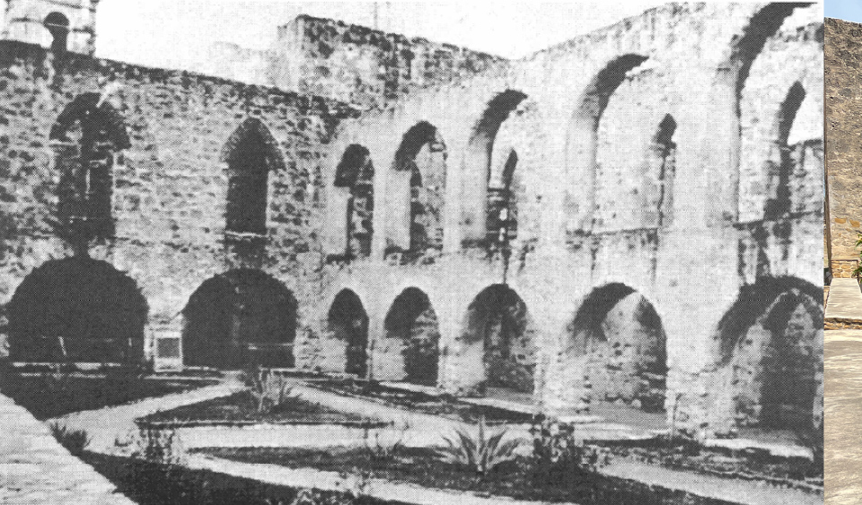 black and white photo of stone arches