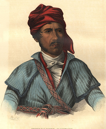 Portrait of Barnard, wearing a red turban and sash