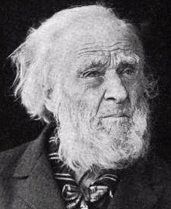 Photograph of Hiram Cronk: an old man with white hair and white beard