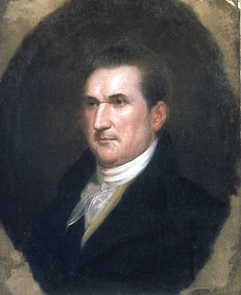 Unfinished painting of young Henry Dearborn, wearing Black coat and necktie 