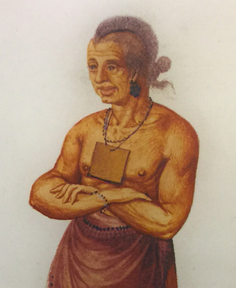 Portion of John White's depiction of an Algonquian chief.