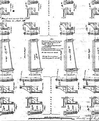 Portion of 1871 blueprints for the third Bodie Island Lighthouse