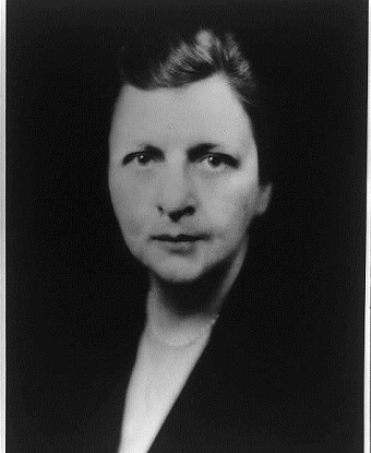 Black and white close-up photo of Frances Perkins. Black and white close-up photo of Frances Perkins.