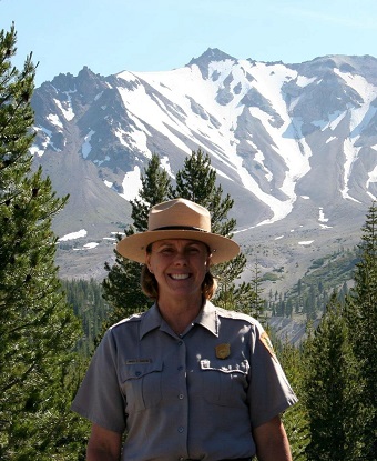Mary Martin on the Paradise Meadows Trail - Lassen Peak in the Background