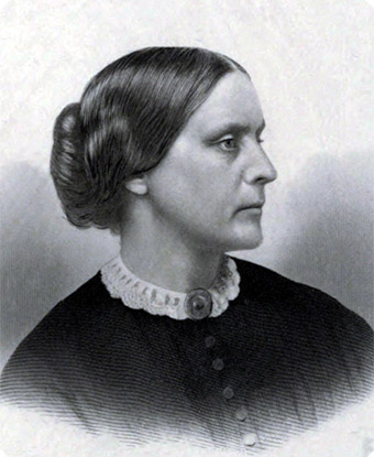 Portrait of Susan B. Anthony, c. 1855. From History of Woman Suffrage book, 1881.