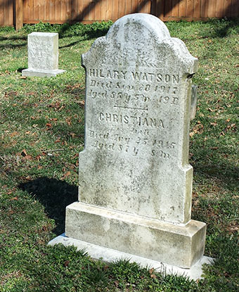 Headstone of Hilary and Christina Watson