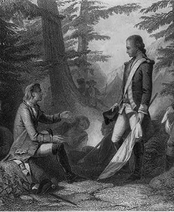 A portrait of Marion and a captive British officer