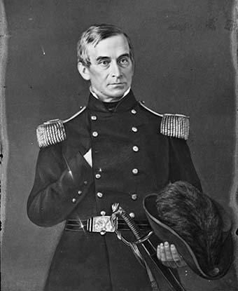 Portrait of Maj. Robert Anderson in military uniform with dress sword sheathed