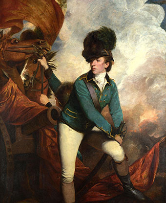 Colonel Banastre Tarleton in the green jacket uniform of the British Legion