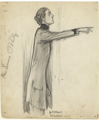 Pencil drawing of Leonora O'Reilly