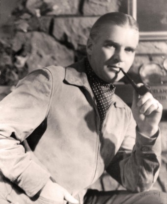 A man smoking a pipe.