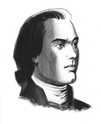 An illustration of a young man with his hair pulled back