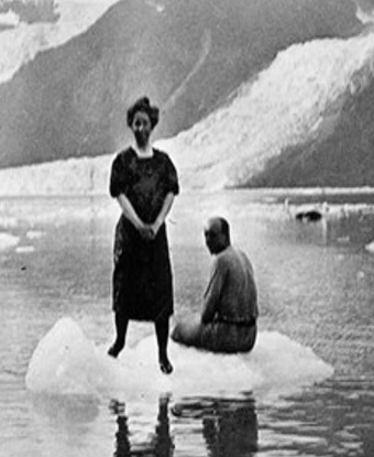 Dora Keen and George Handy on an iceberg