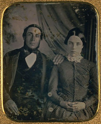 Half length portrait of a man and woman, a young married couple