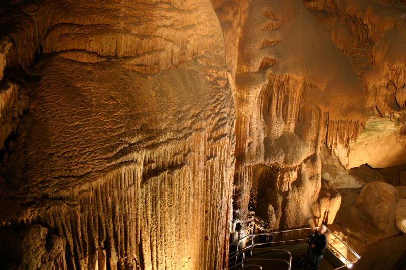 The Frozen Niagara, a flowstone, or travertine, formation inside Mammoth Cave.