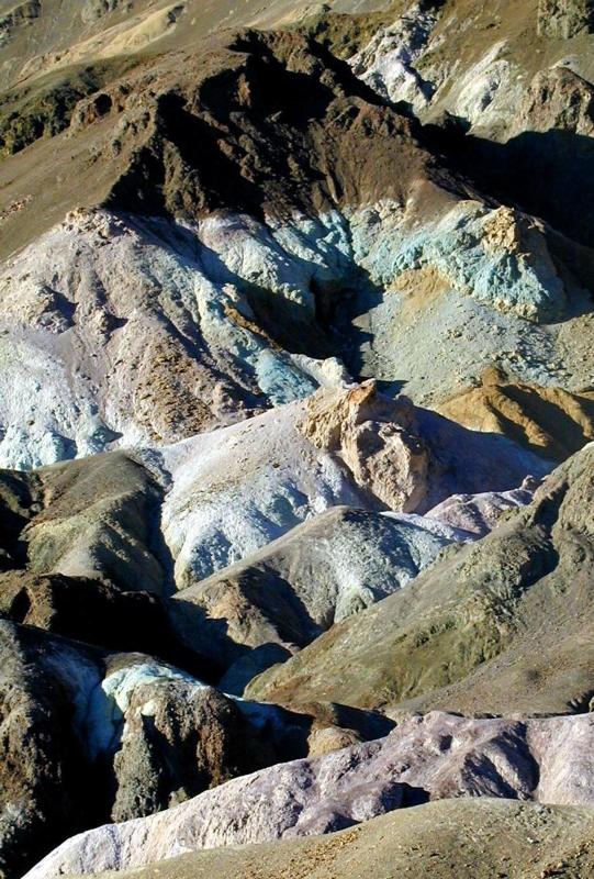 Multi-colored claystones from the ancient ashfalls of the Artist's Drive Formation