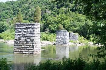 Stone bride ruins in the Potomac River 