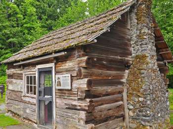 A small historic looking cabin.