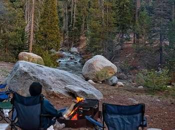 Camper near a fire