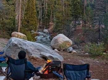 Camper near a fire