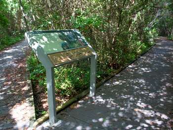 Metal framed National Park Service panel with the title,