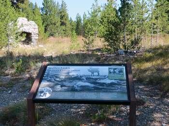 Historic wayside about Stephen Leek with the homestead chimney behind