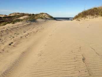 Sandy path of Beach Access Ramp 2 leading to the Atlantic Ocean