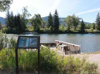 Wayside in front, Menors Ferry in Snake River beyond.