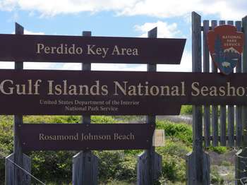 Brown National Park Service sign with white text,