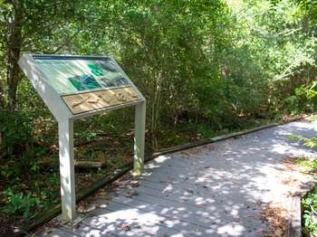 Metal framed National Park Service panel with the title,