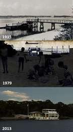 three images of docks. one in 1935, one in 1979, and on in 2013