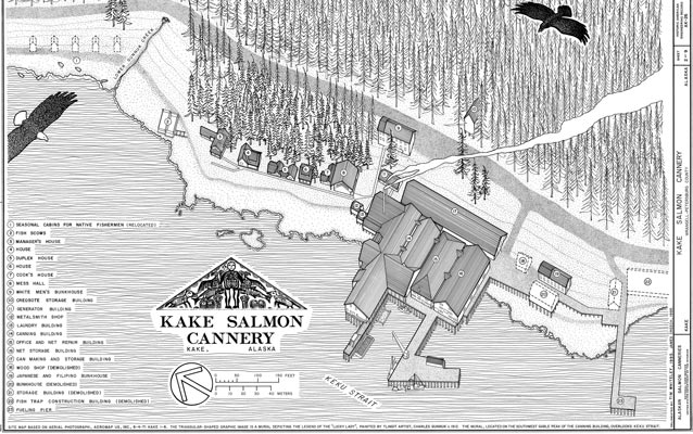 Overview drawing of Kake Cannery property Overview drawing of Kake Cannery property