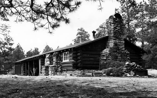 Black and white photo of Manning Cabin from 1972