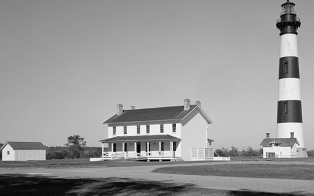 Bodie Island Light Station, black and white photo Bodie Island Light Station, black and white photo