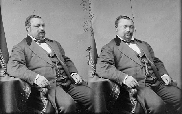 Blanche K. Bruce sitting for two photos in different poses. Taken between 1865 and 1880.