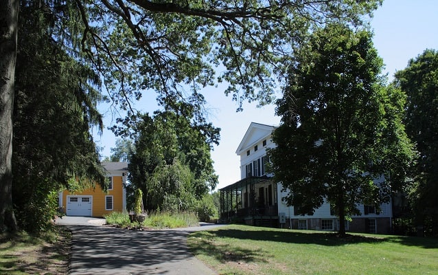 View of the Austin Williams house and carriagehouse