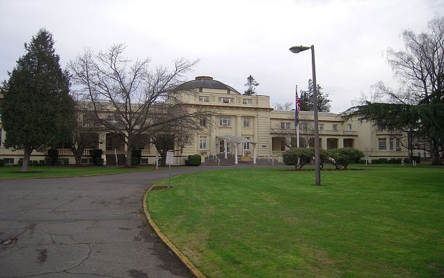 Exterior view of a long building.