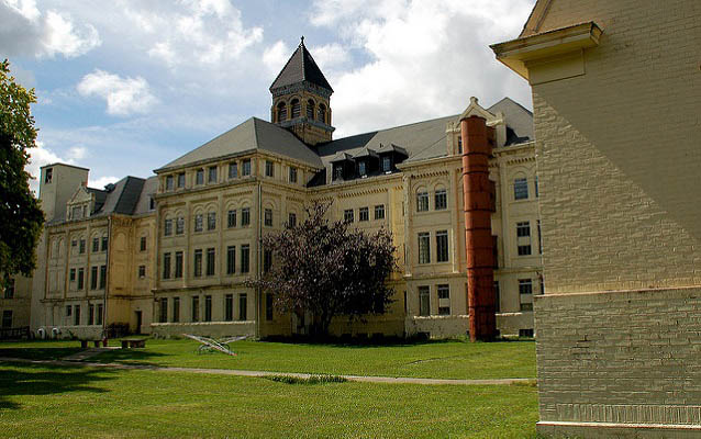 Exterior of a brick institutional building.