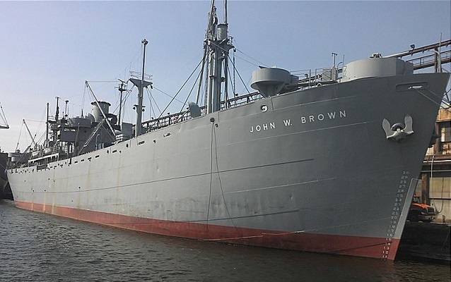 Photograph of SS John W Brown on the water. 