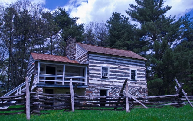 Farmhouse with fence 