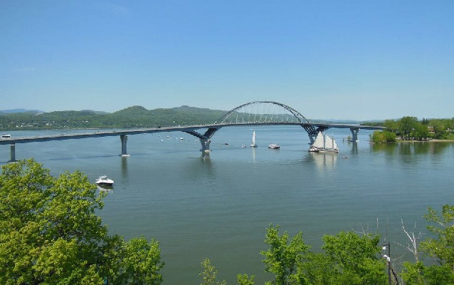 View of the Champlain Bridge, connecting VT to NY